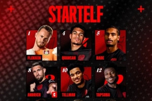 勒沃库森vs法兰克福首发：宽萨、巴斯克斯、希克出战