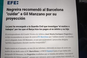 开炮皇马TV晒报告：内格雷拉曾建议巴萨与裁判曼萨诺搞好关系