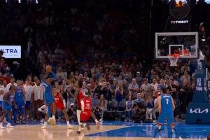 新科大满贯MVP的能力SGA单打阿门急停命中扳平比分拖进加时！