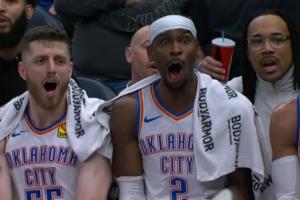 这氛围！杰林垃圾时间救球摔老狠：SGA吓歪嘴 哈滕捂脸