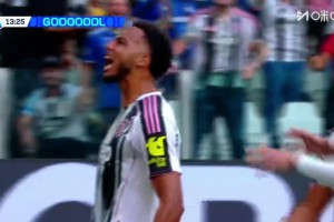 尤文1-0领先国米！布雷默极限勾传中路，凯利不停球推射破门！