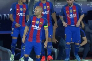 巴萨球迷永恒的回忆！伊涅斯塔 、MSN同框